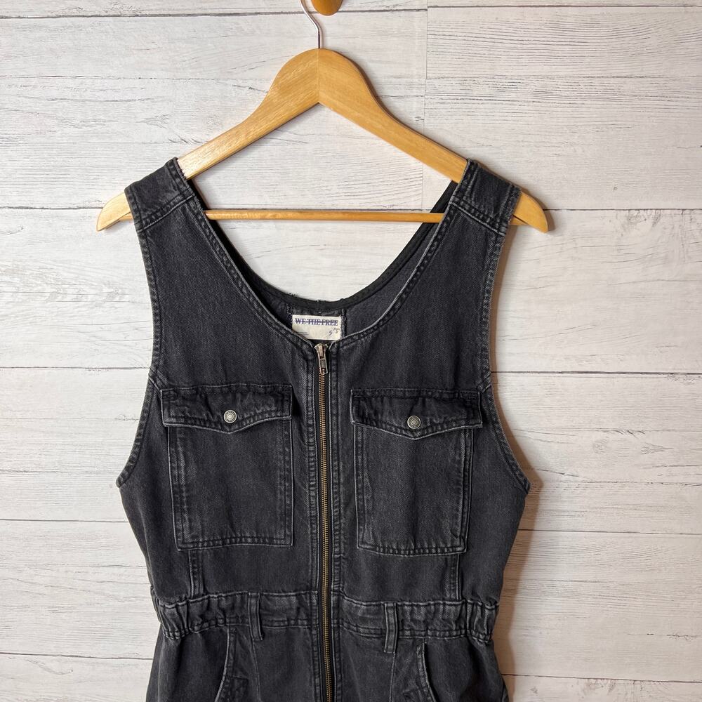 We the Free Jumpsuit Womens Size Small Washed Black Cloud Nine Denim 100% Cotton - Picture 5 of 16